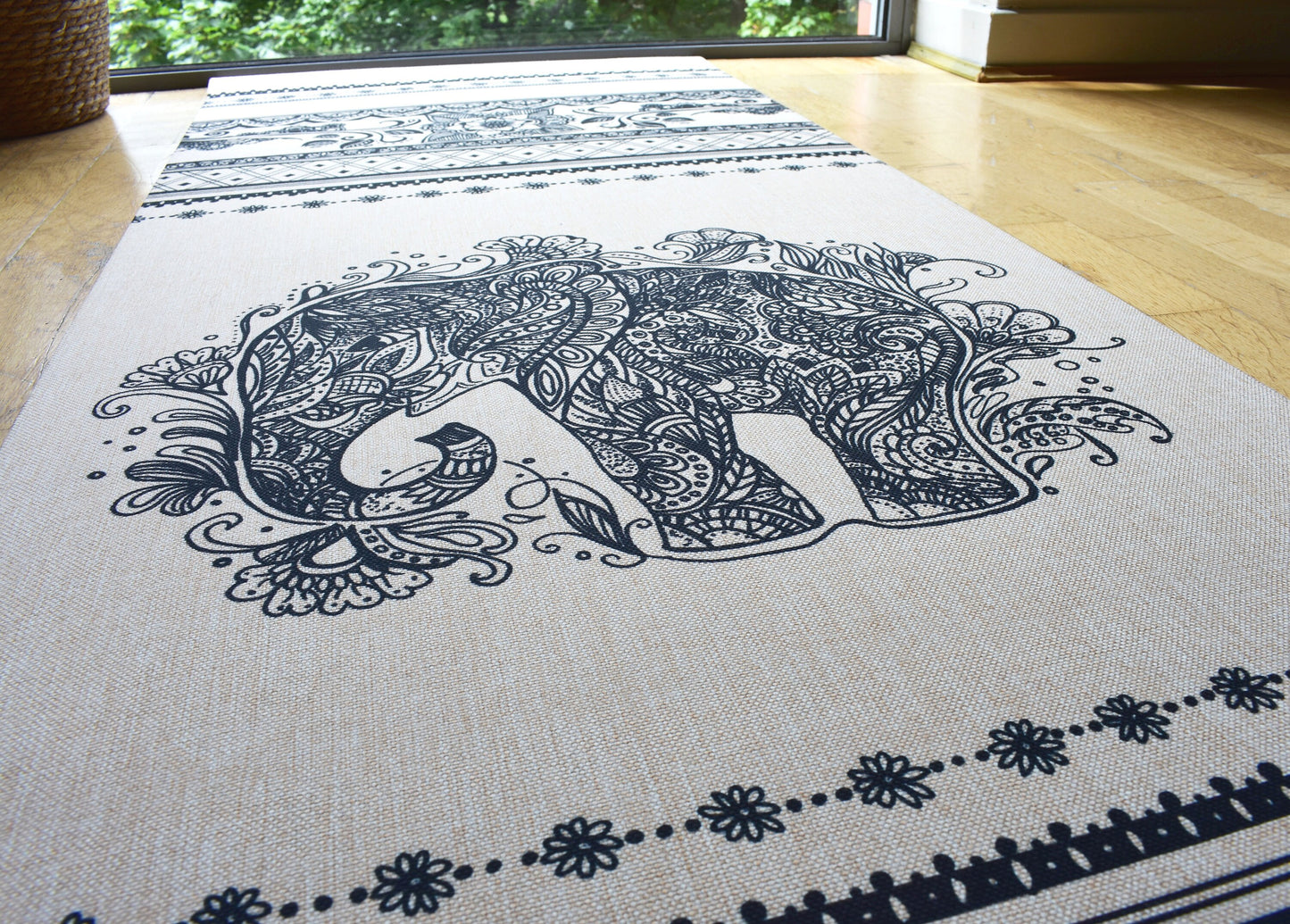 Ellie the Elephant yoga mat - Eco friendly / Biodegradable/ Made from hemp linen fabric and natural rubber