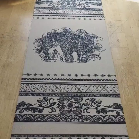 Ellie the Elephant yoga mat - Eco friendly / Biodegradable/ Made from hemp linen fabric and natural rubber